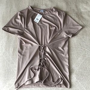Taupe colored blouse from Glink’s